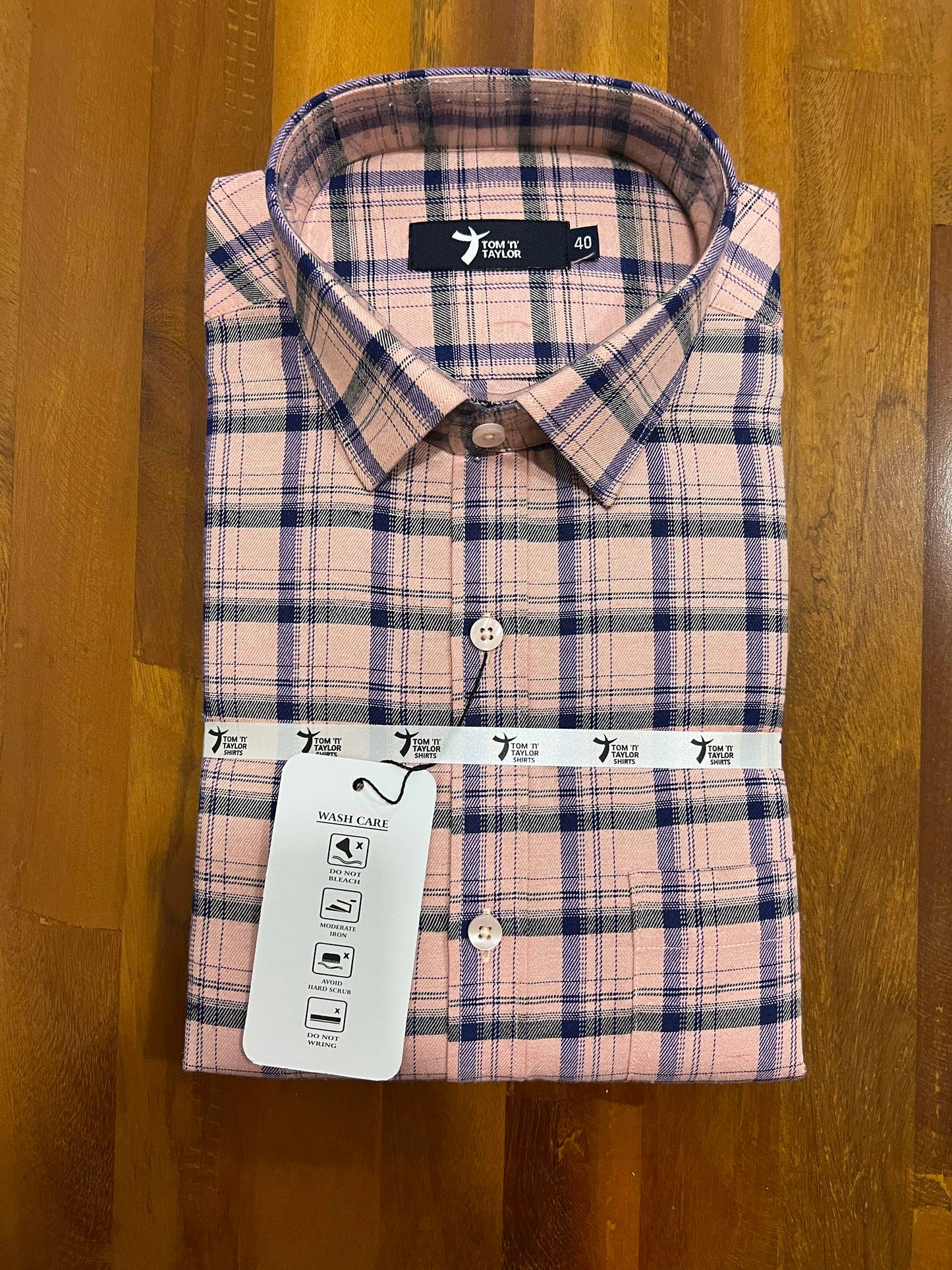 Pure Cotton Pink and Violet Checkered Shirt (40 FS)