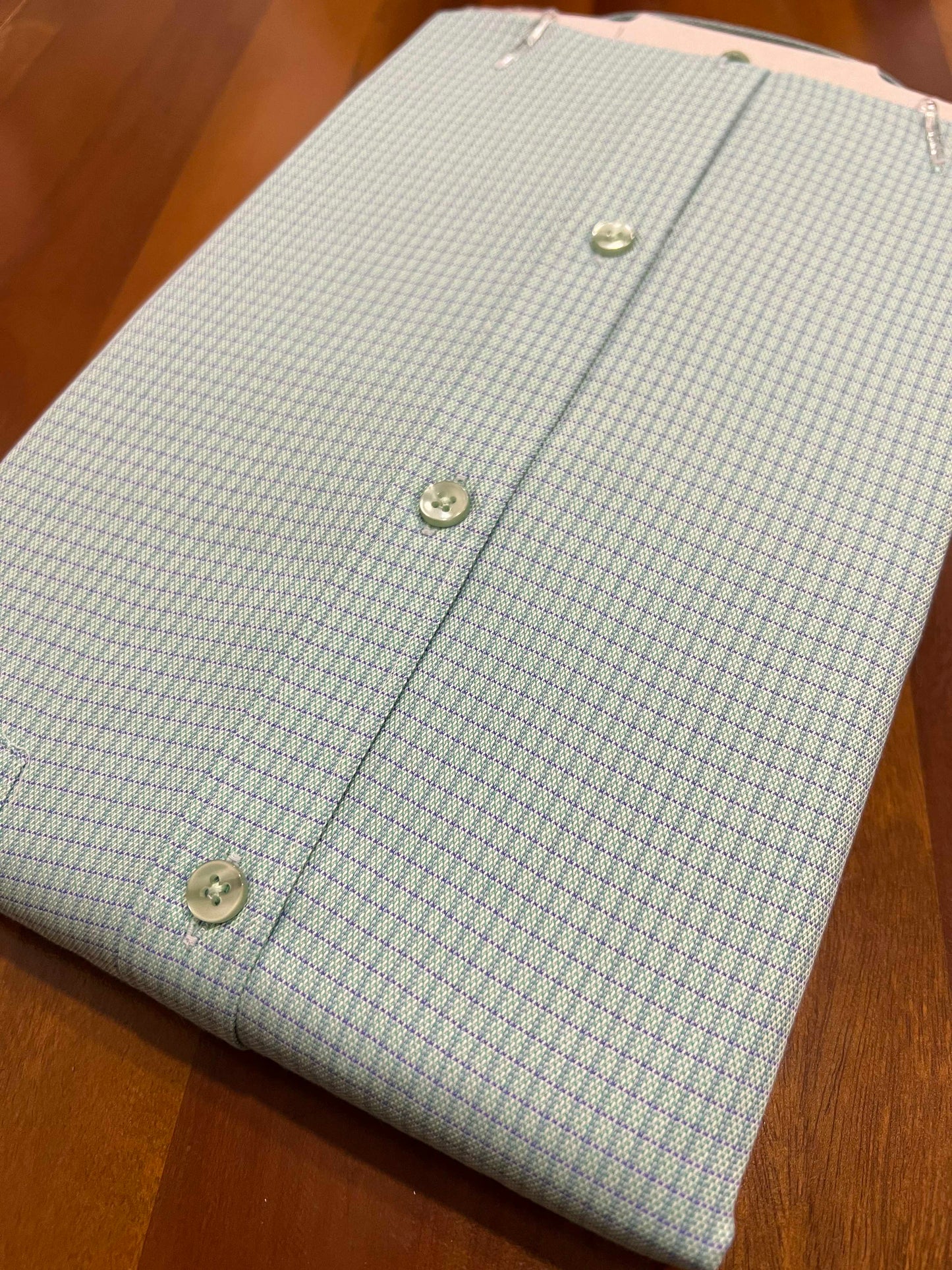 Pure Cotton Light Green Checkered Shirt (40 FS)