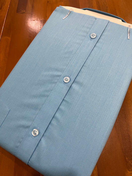 Pure Cotton Sky Blue Solid Shirt (46 HS)