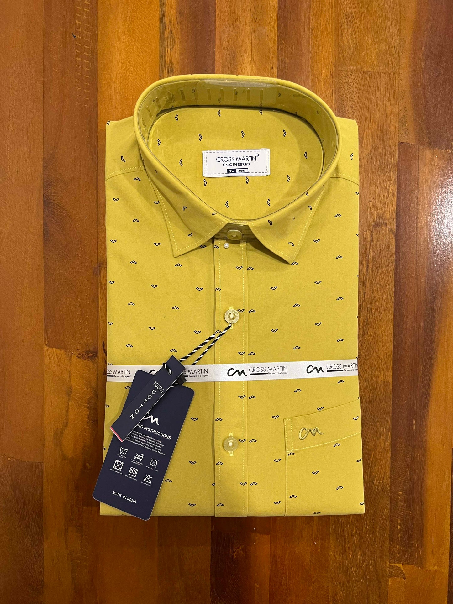Pure Cotton Mustard Printed Shirt (40 FS)
