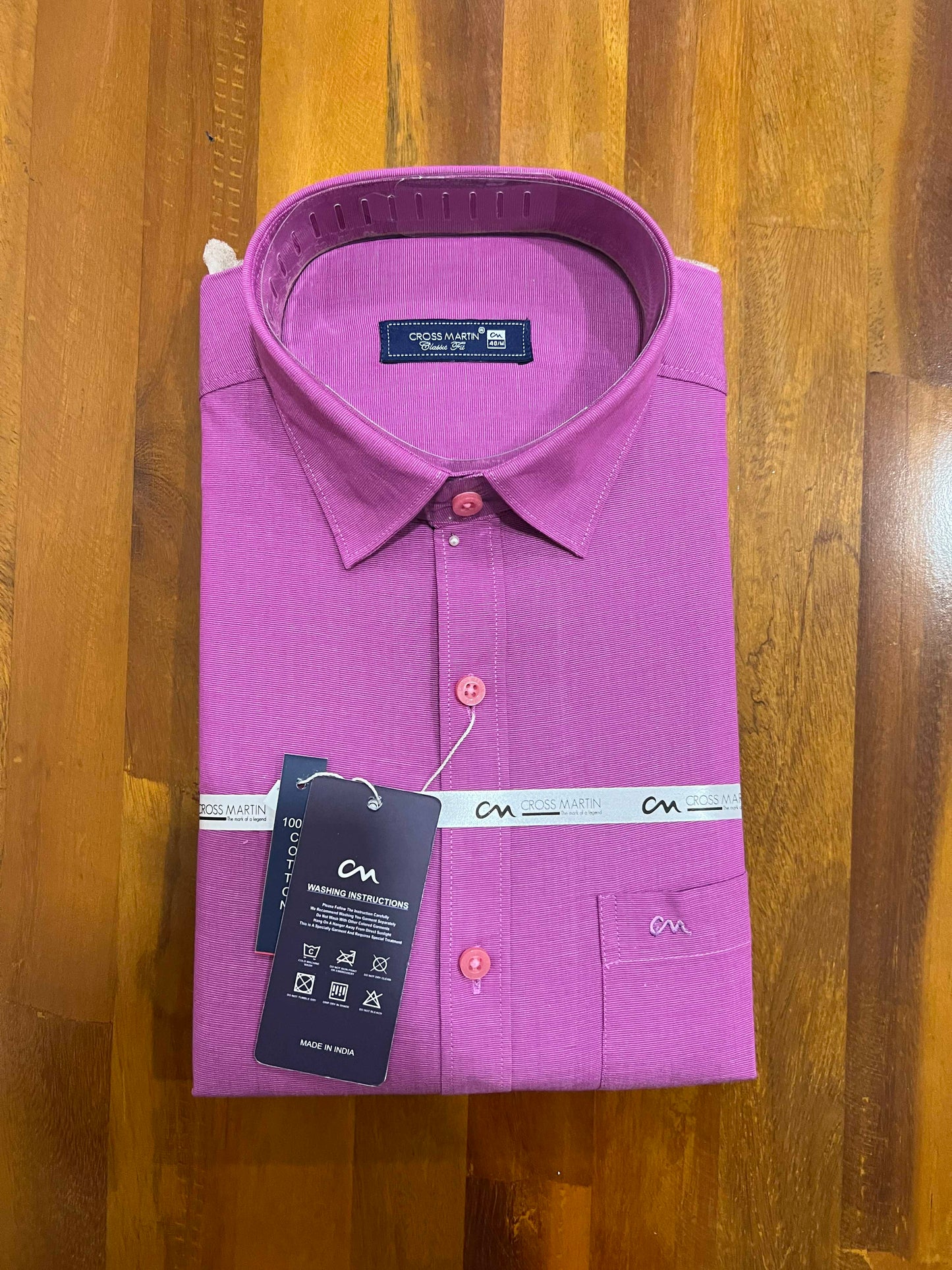 Pure Cotton Violet Solid Shirt (40 FS)