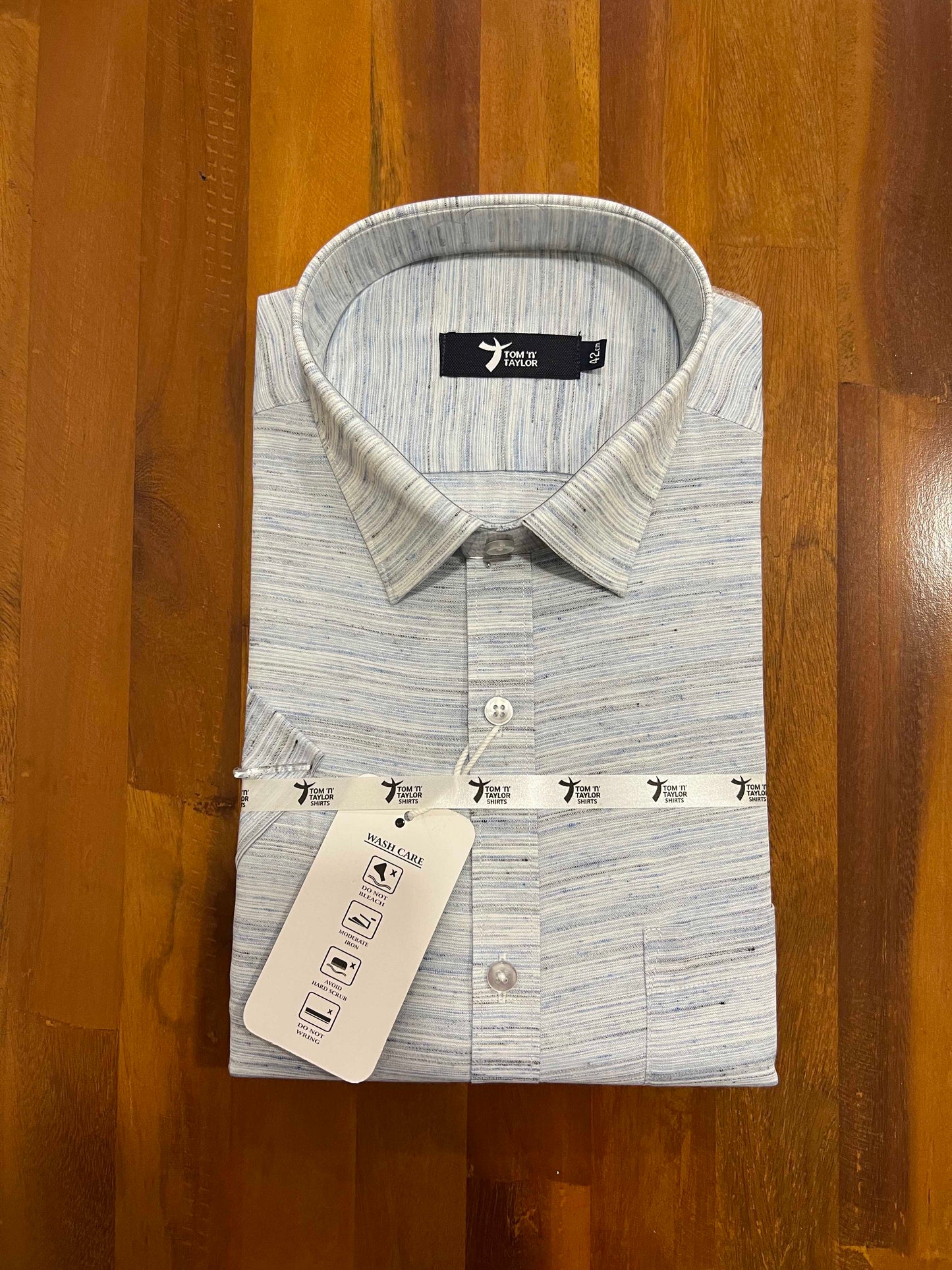 Pure Cotton Light Blue Shaded Shirt (42 HS)