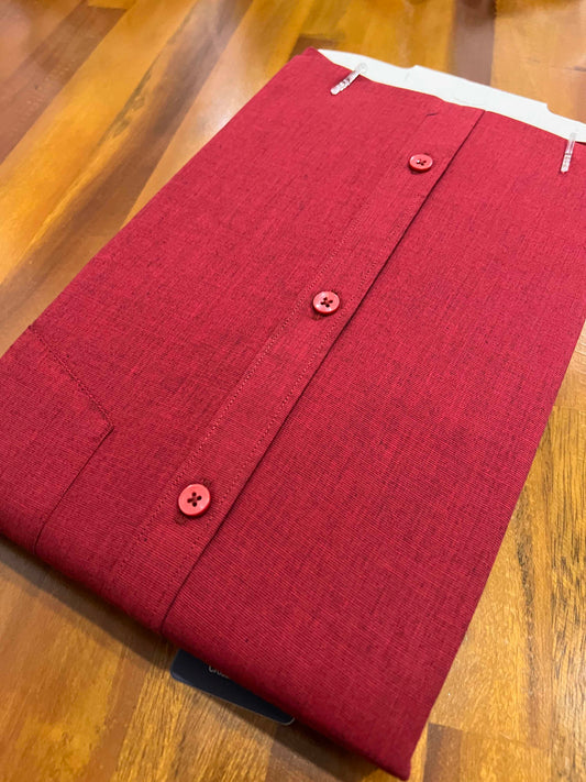 Pure Cotton Dark Red Solid Shirt (42 HS)