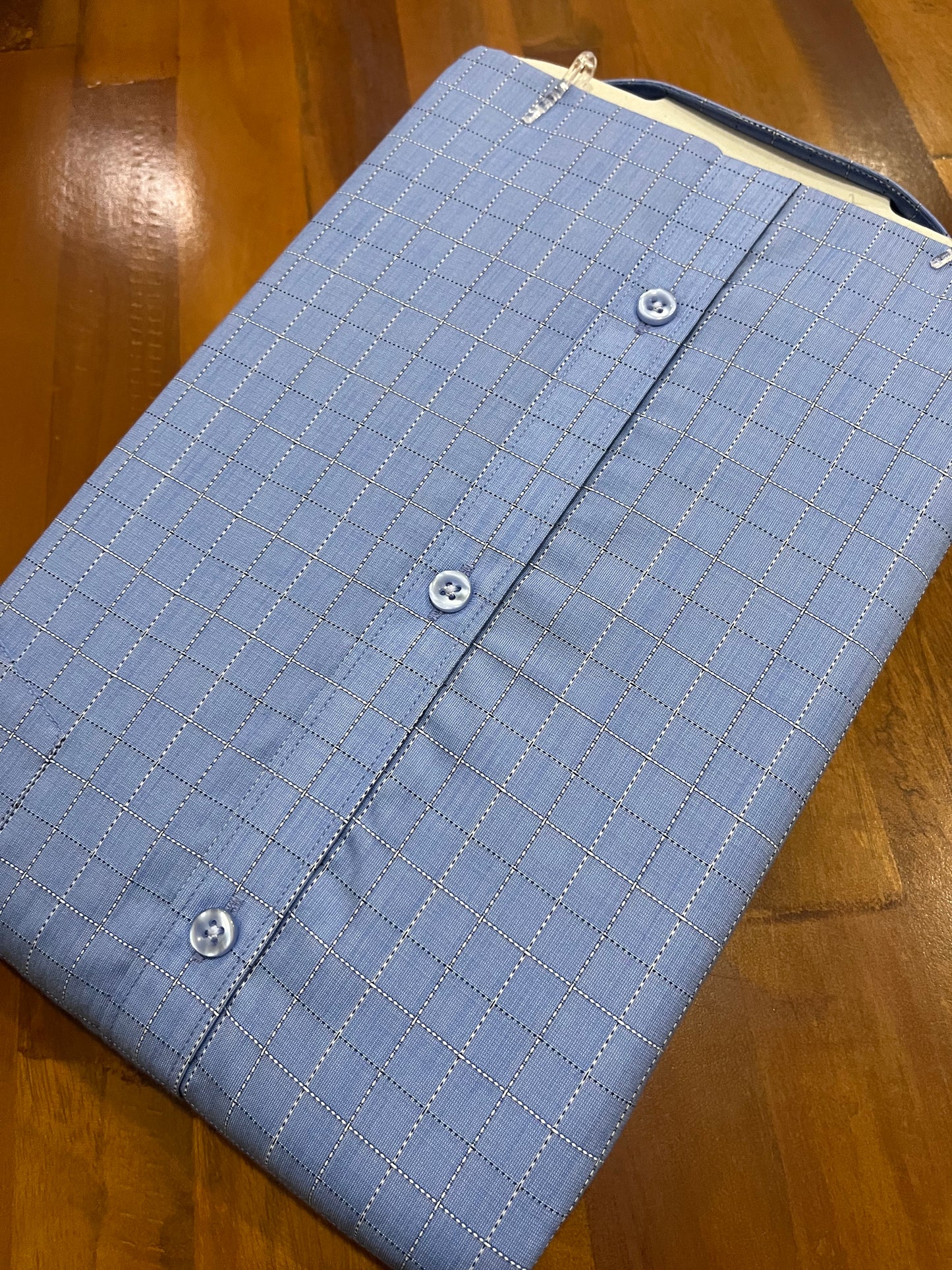 Pure Cotton Light Blue Checkered Shirt (46 FS)