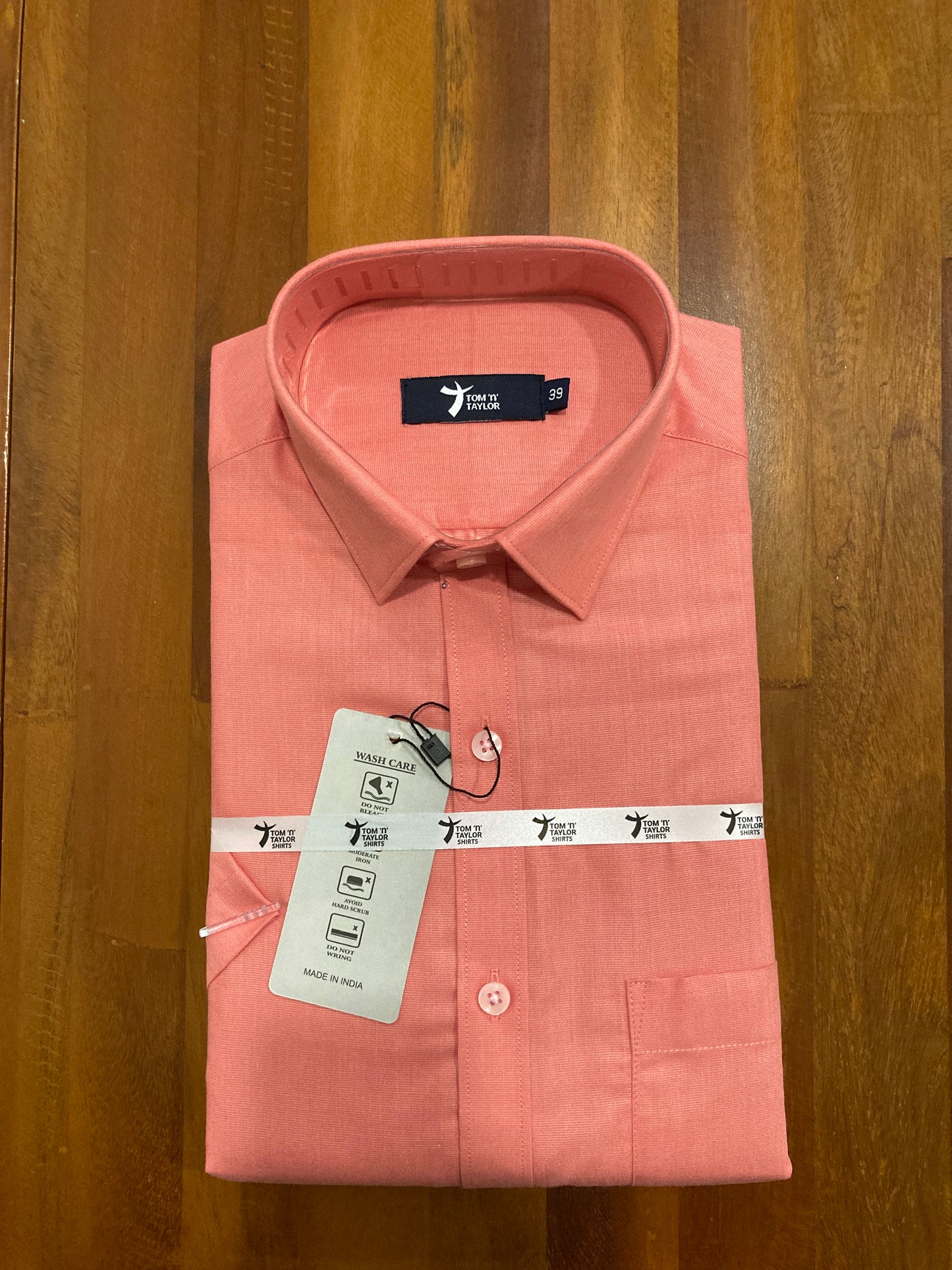 Pure Cotton Light Orange Solid Shirt (38 HS)