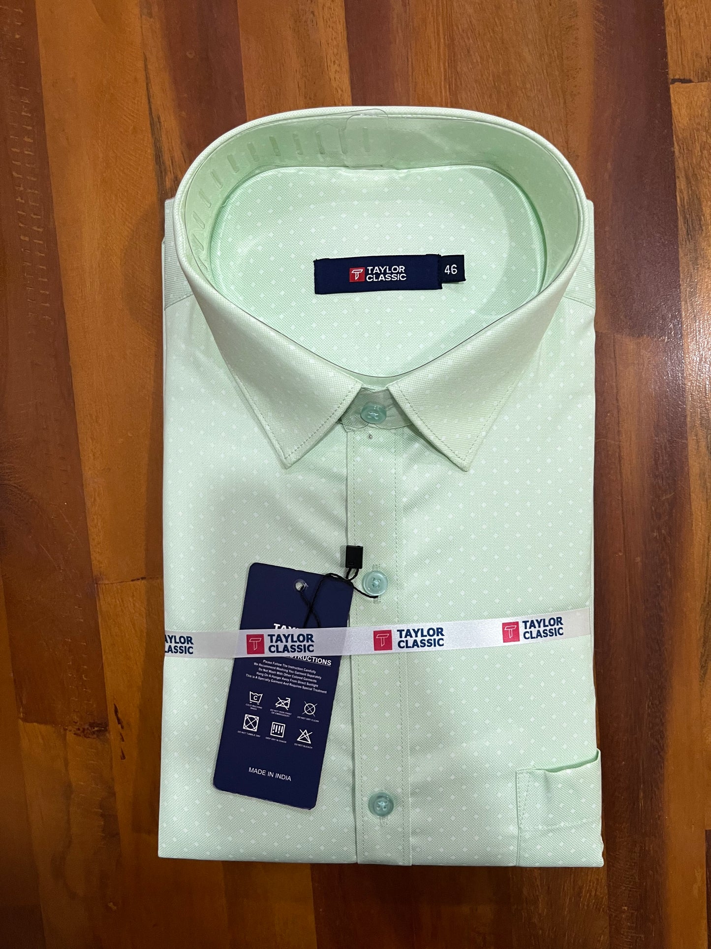 Pure Cotton Light Green Printed Shirt (46 FS)