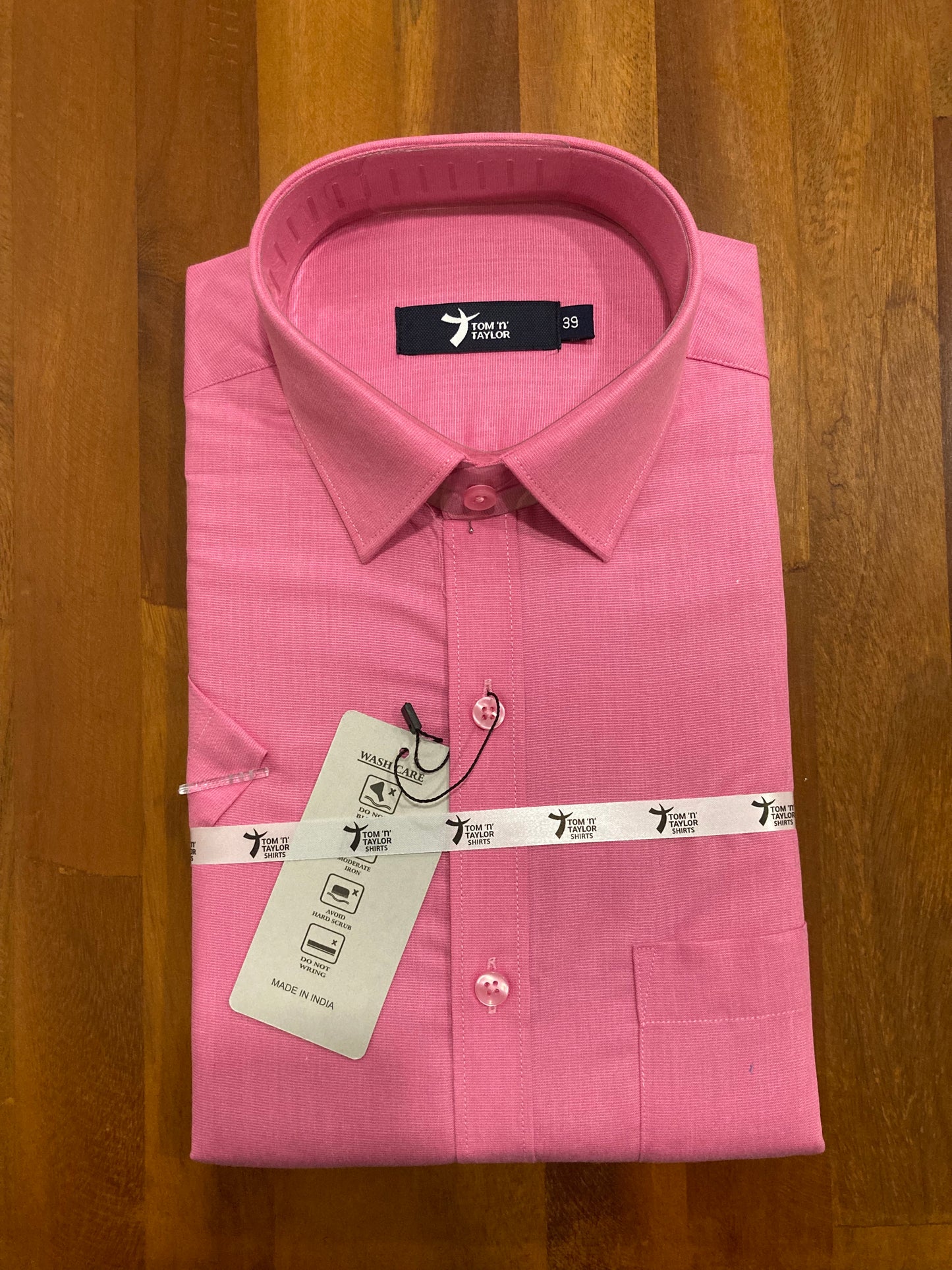 Pure Cotton Pink Solid Shirt (38 HS)