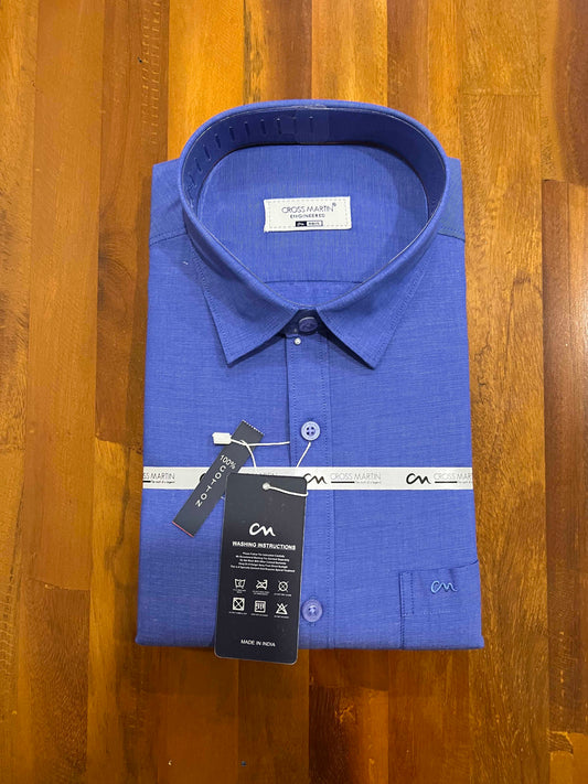 Pure Cotton Blue Solid Shirt (44 FS)