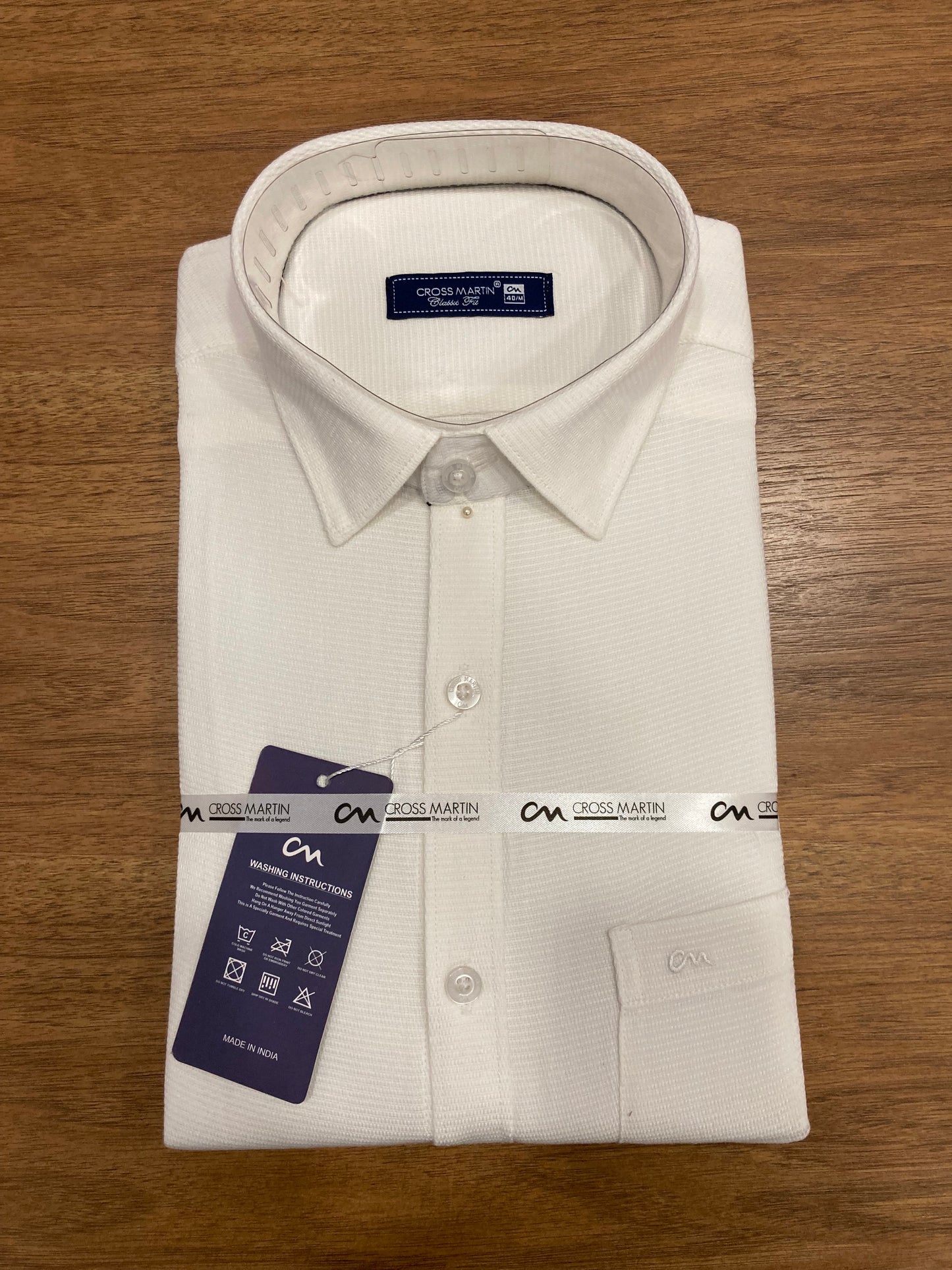 Pure Cotton Pure White Solid Shirt (40 FS)