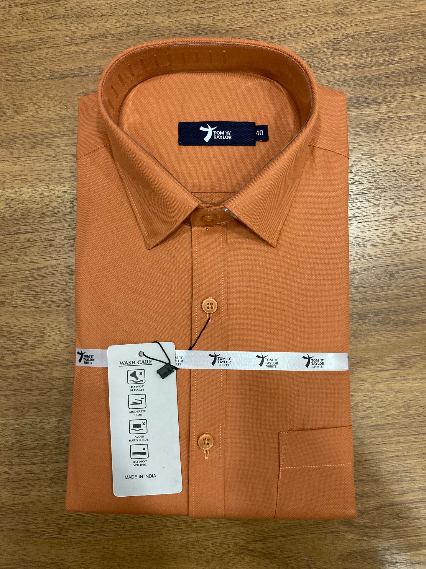 Pure Cotton Orange Solid Shirt (40 FS)