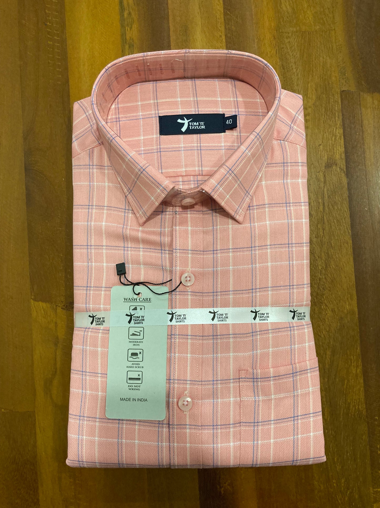 Pure Cotton Pink Checkered Shirt (40 FS)