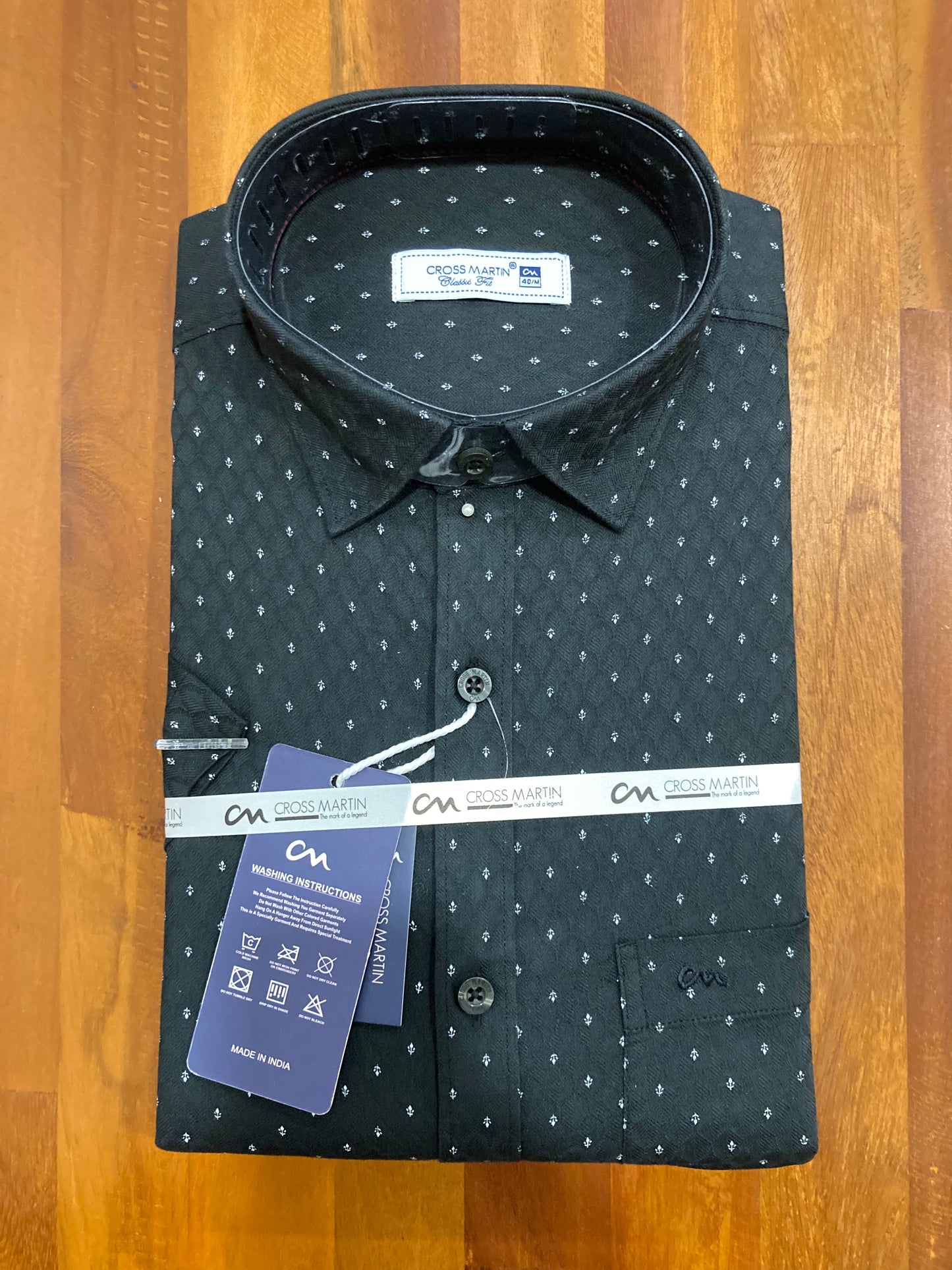 Pure Cotton Black Printed Shirt (40 HS)