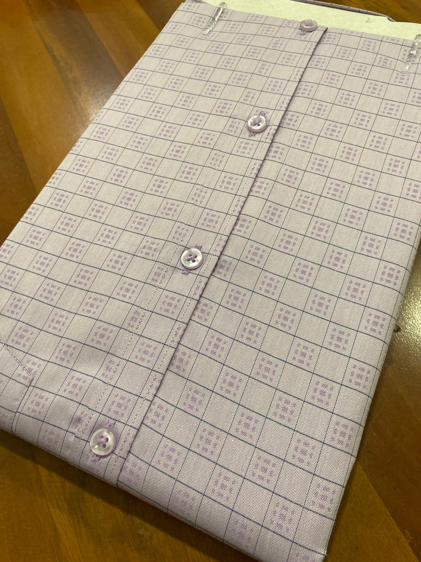 Pure Cotton Light Purple Checkered Shirt (40 HS)