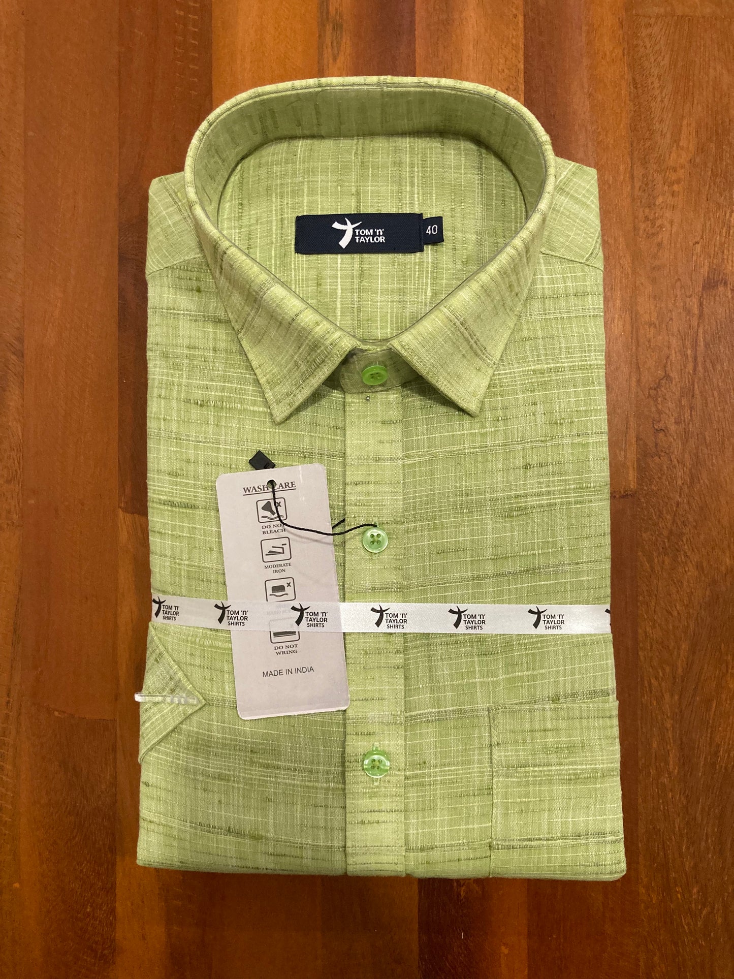 Pure Cotton Light Green Shaded Shirt (40 HS)