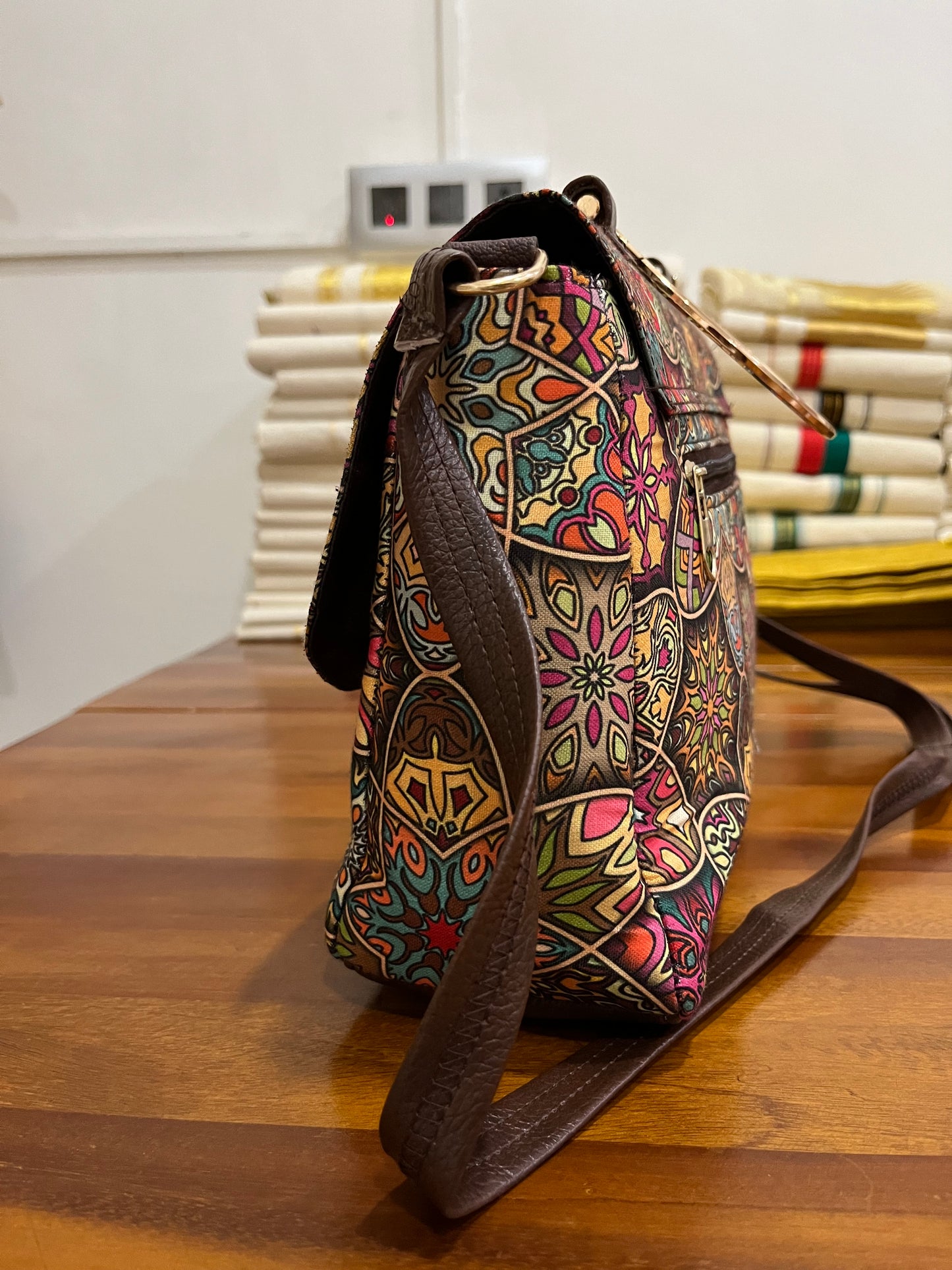 Southloom™ Handmade Multi Colour Printed Design Sling Bag with Leatherette