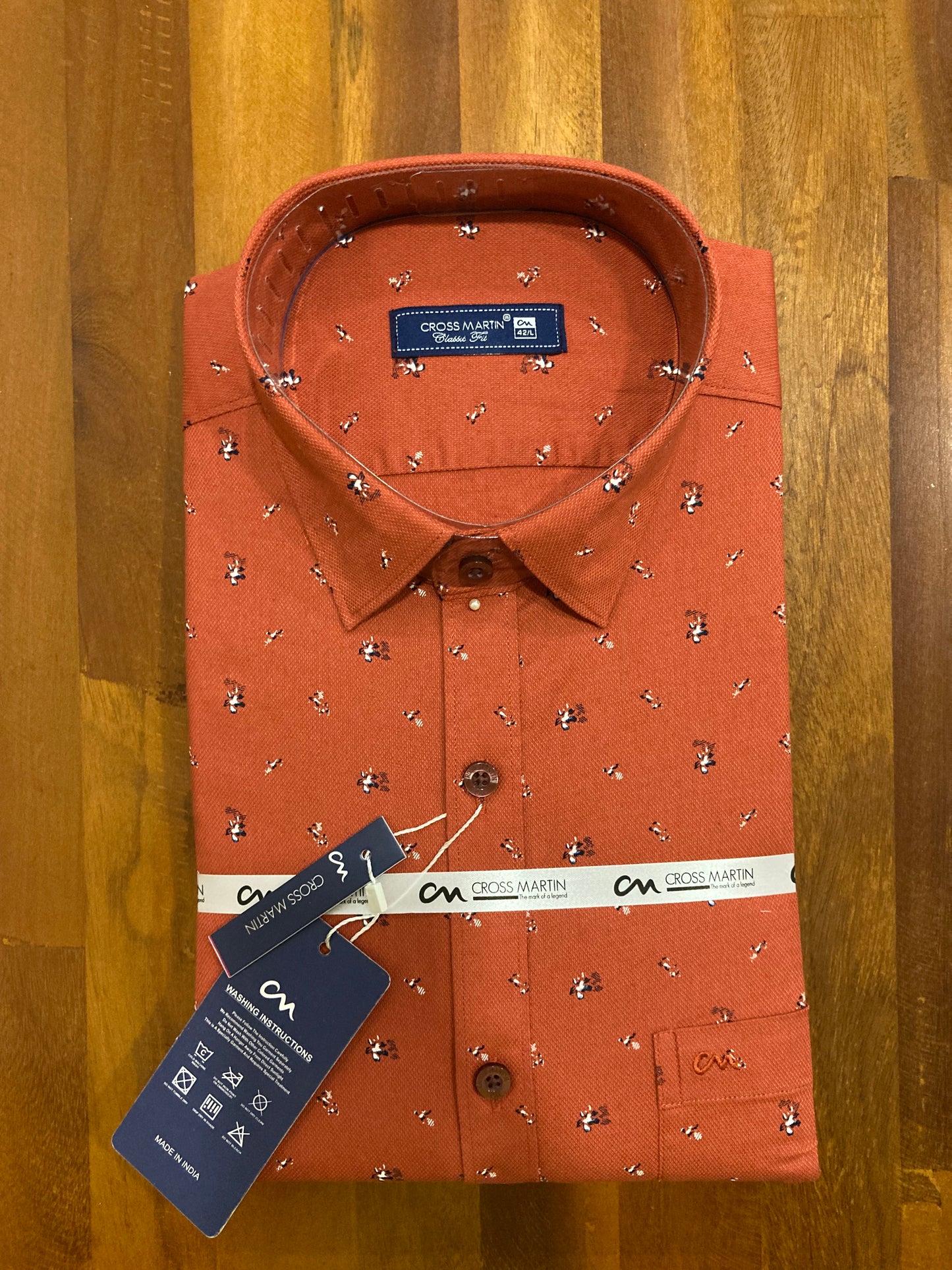 Pure Cotton Printed Brick Red Colour Shirt (42 FS)