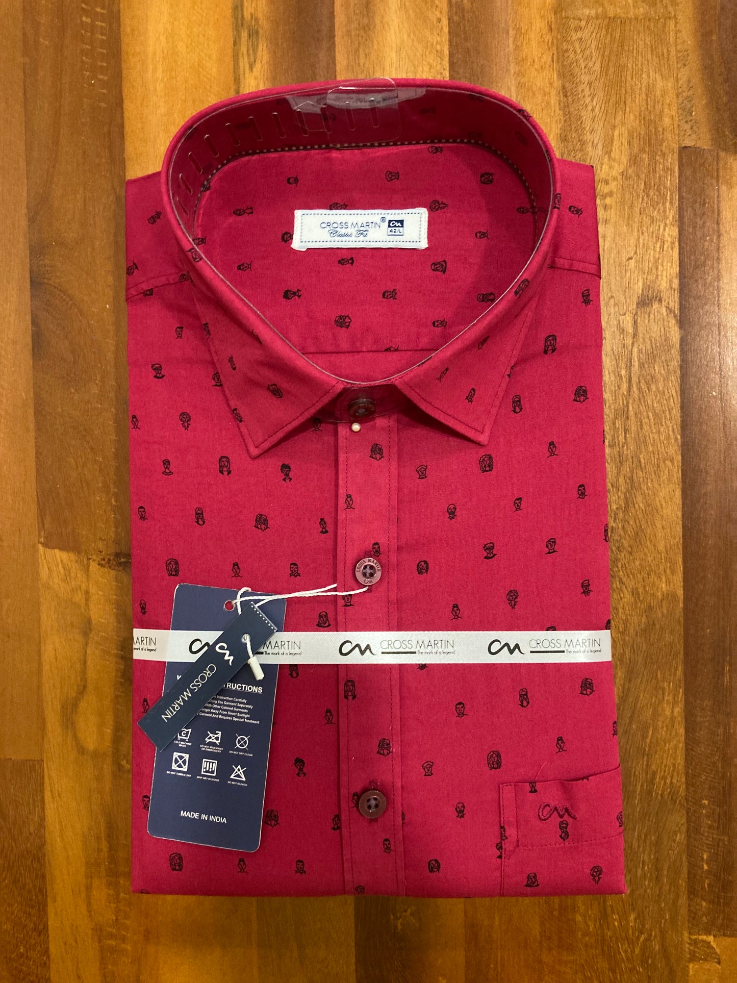 Pure Cotton Printed Red Shirt (42 FS)