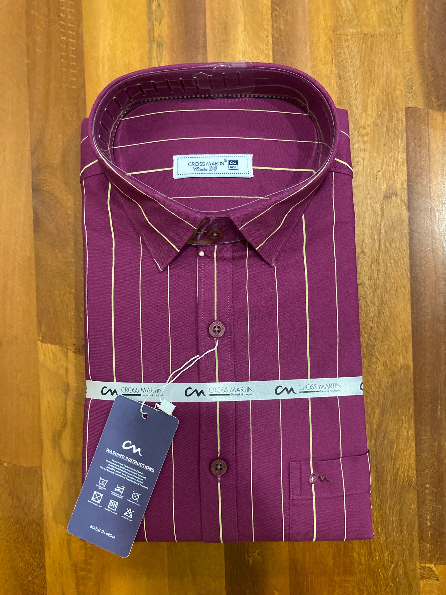 Pure Cotton Lined Magenta Shirt (42 FS)