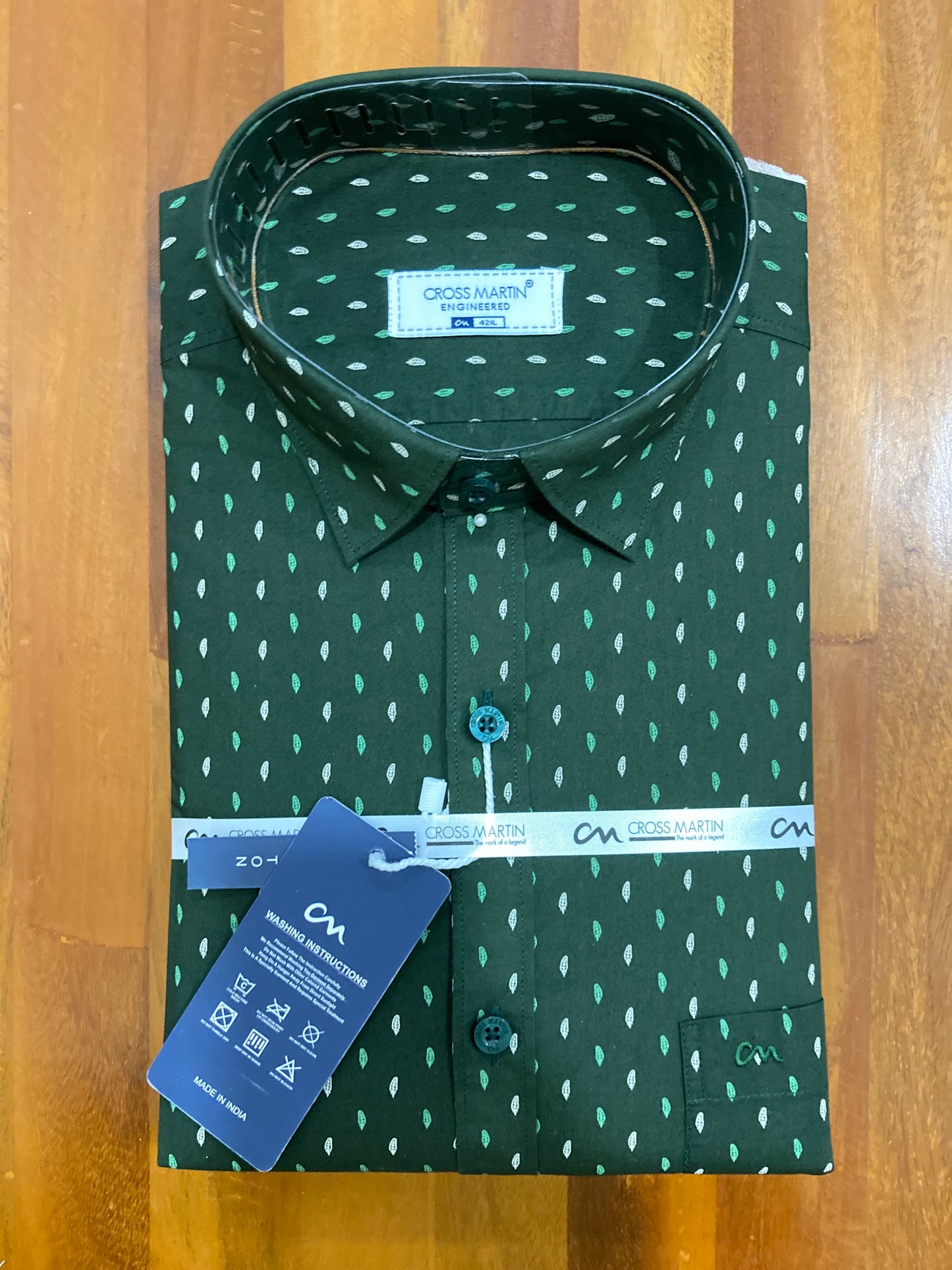 Pure Cotton Green Printed Shirt (42 FS)