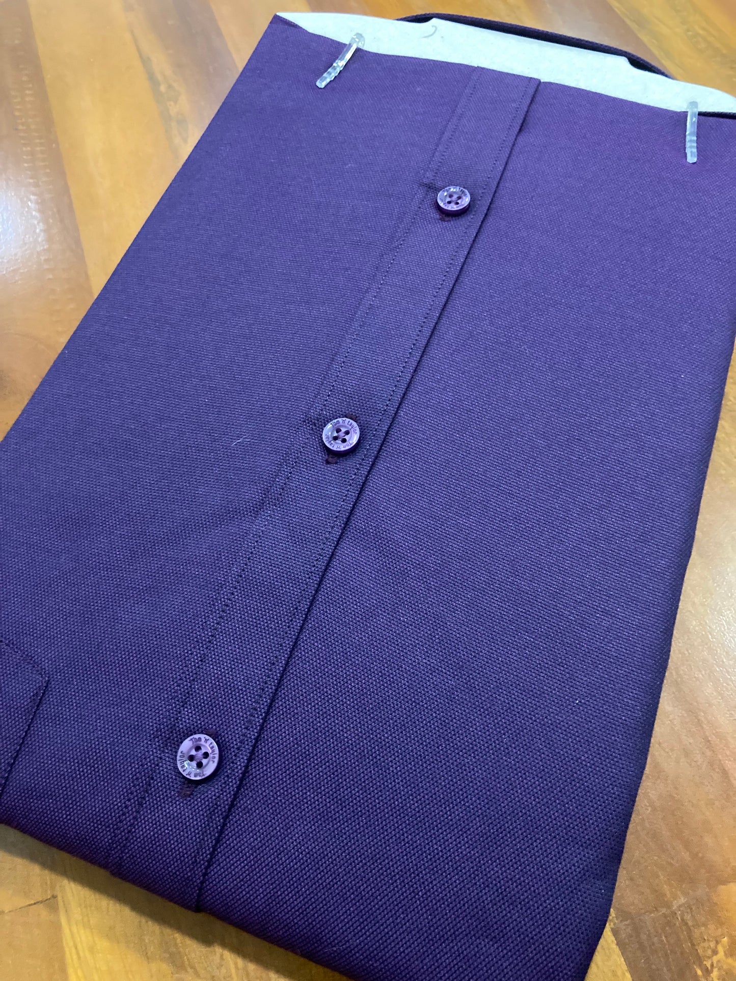 Pure Cotton Dark Purple Solid Shirt (44 FS)