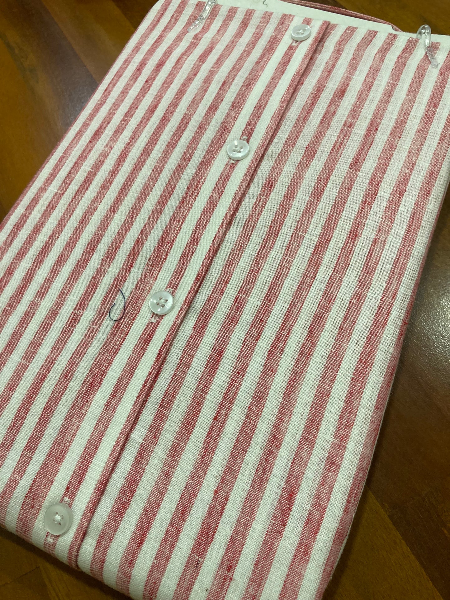 Pure Cotton White And Red Stripes Shirt (38 FS)