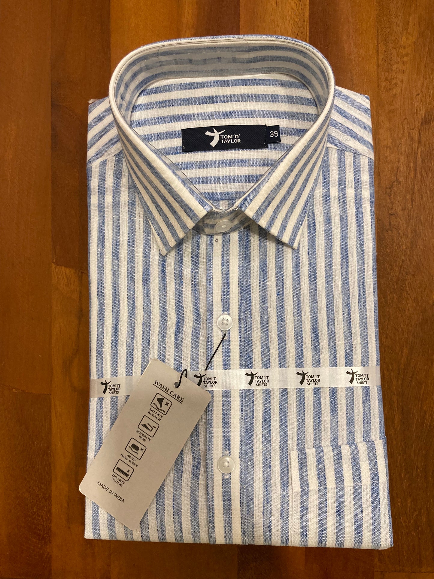 Pure Cotton White And Blue Stripes Shirt (38 FS)