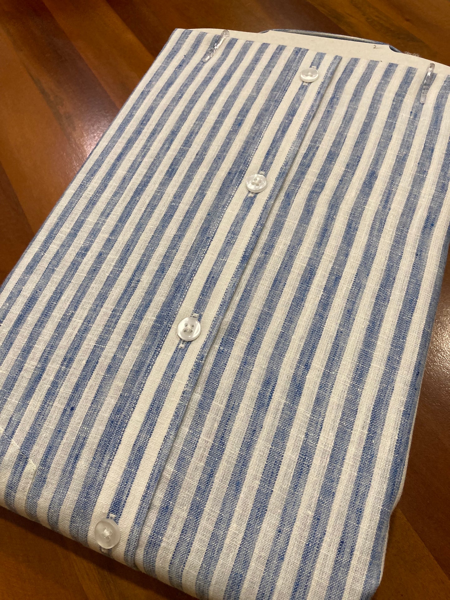 Pure Cotton White And Blue Stripes Shirt (38 FS)