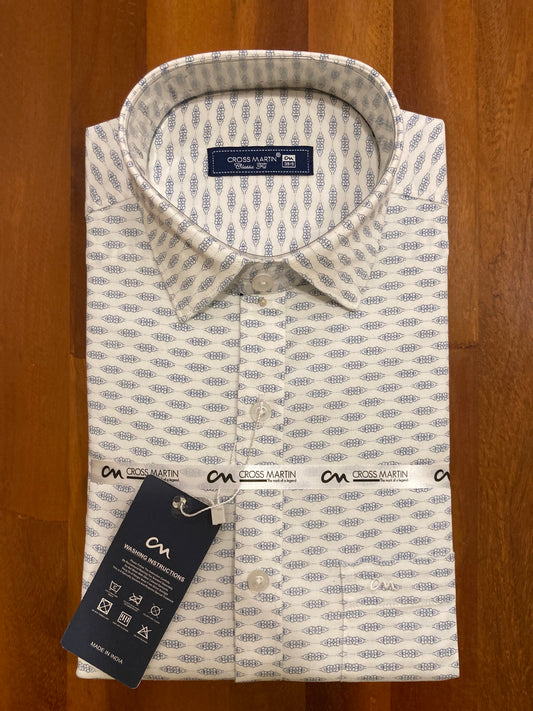 Pure Cotton White Printed Shirt (38 FS)
