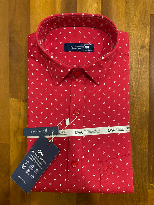 Pure Cotton Red Printed Shirt (38 FS)