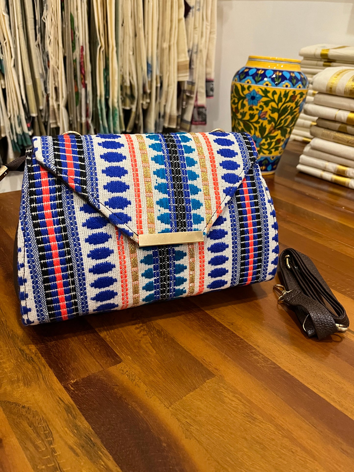 Southloom™ Handmade Multi Colour Design Sling Bag with Leatherette