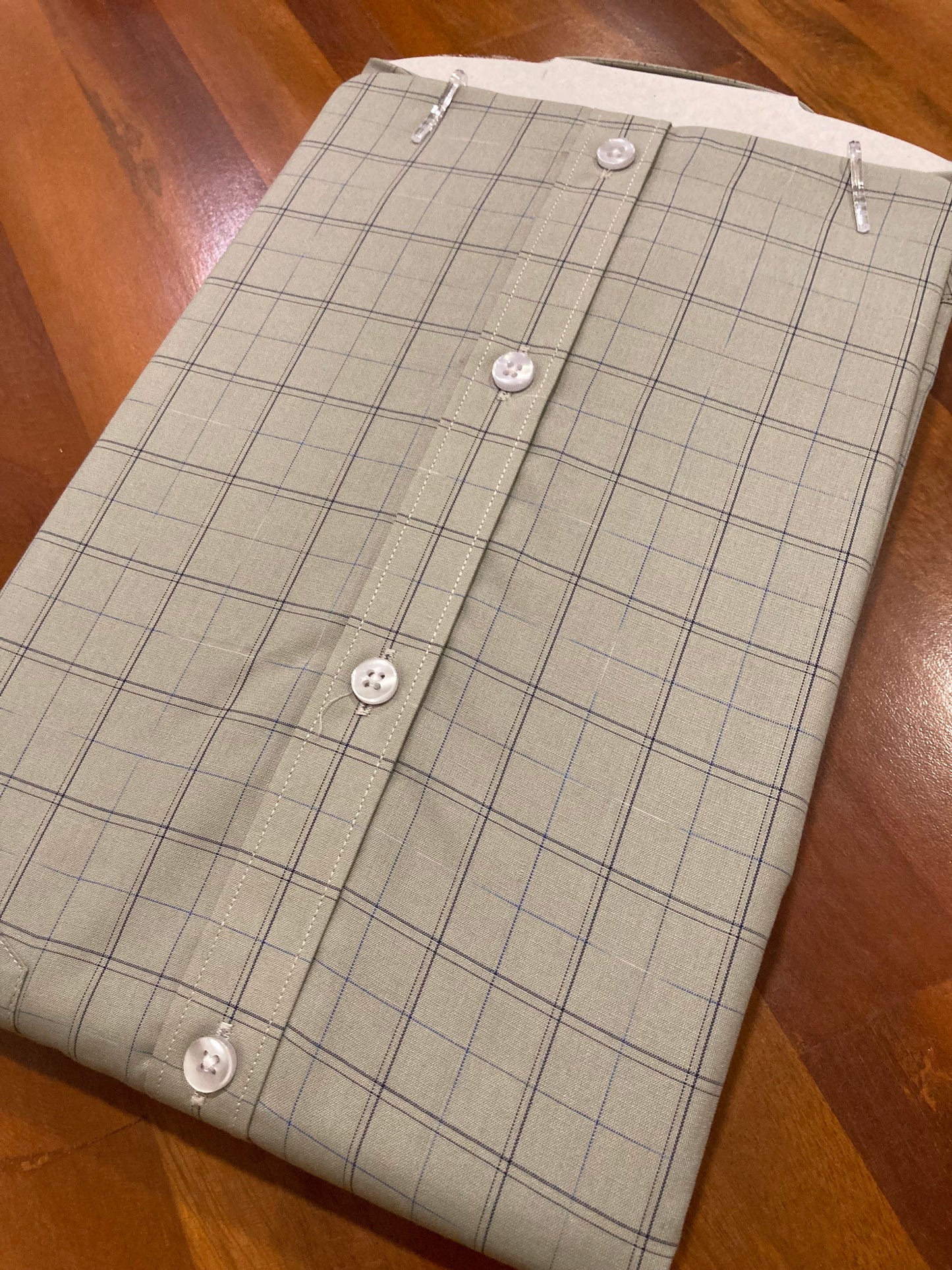 Pure Cotton Light Grey Checkered Shirt (38 FS)