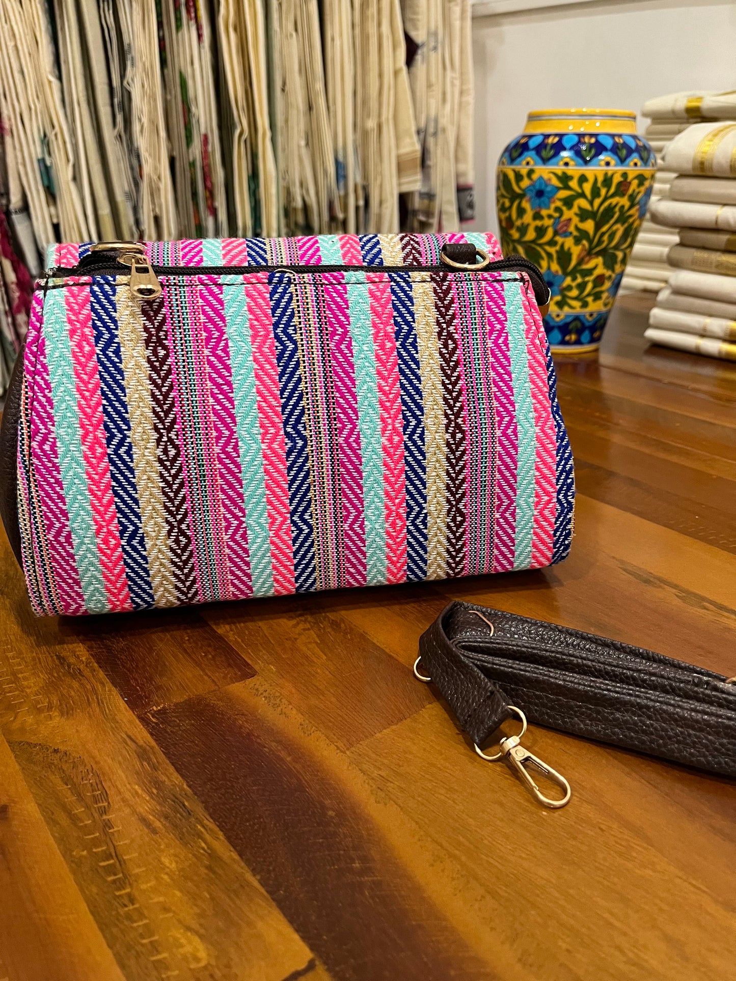 Southloom™ Handmade Multi Colour Design Sling Bag with Leatherette