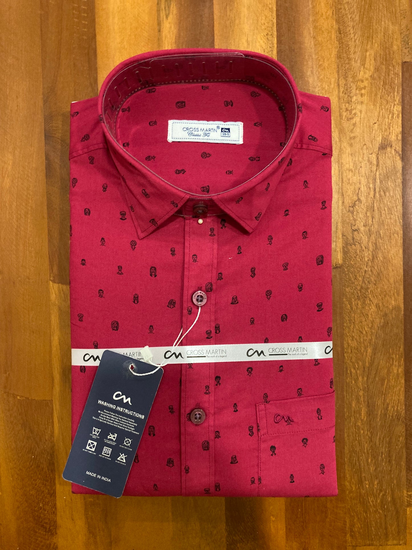 Pure Cotton Red Printed Shirt (38 FS)