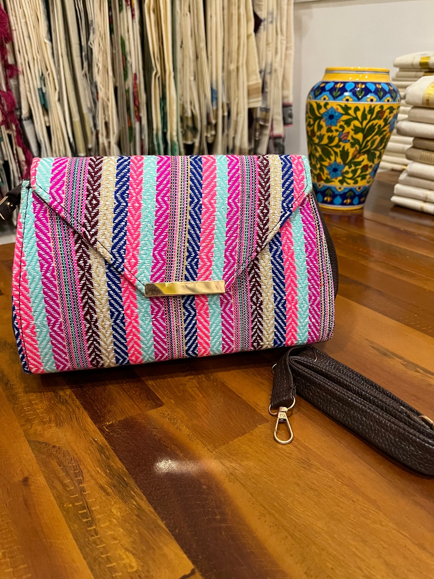 Southloom™ Handmade Multi Colour Design Sling Bag with Leatherette