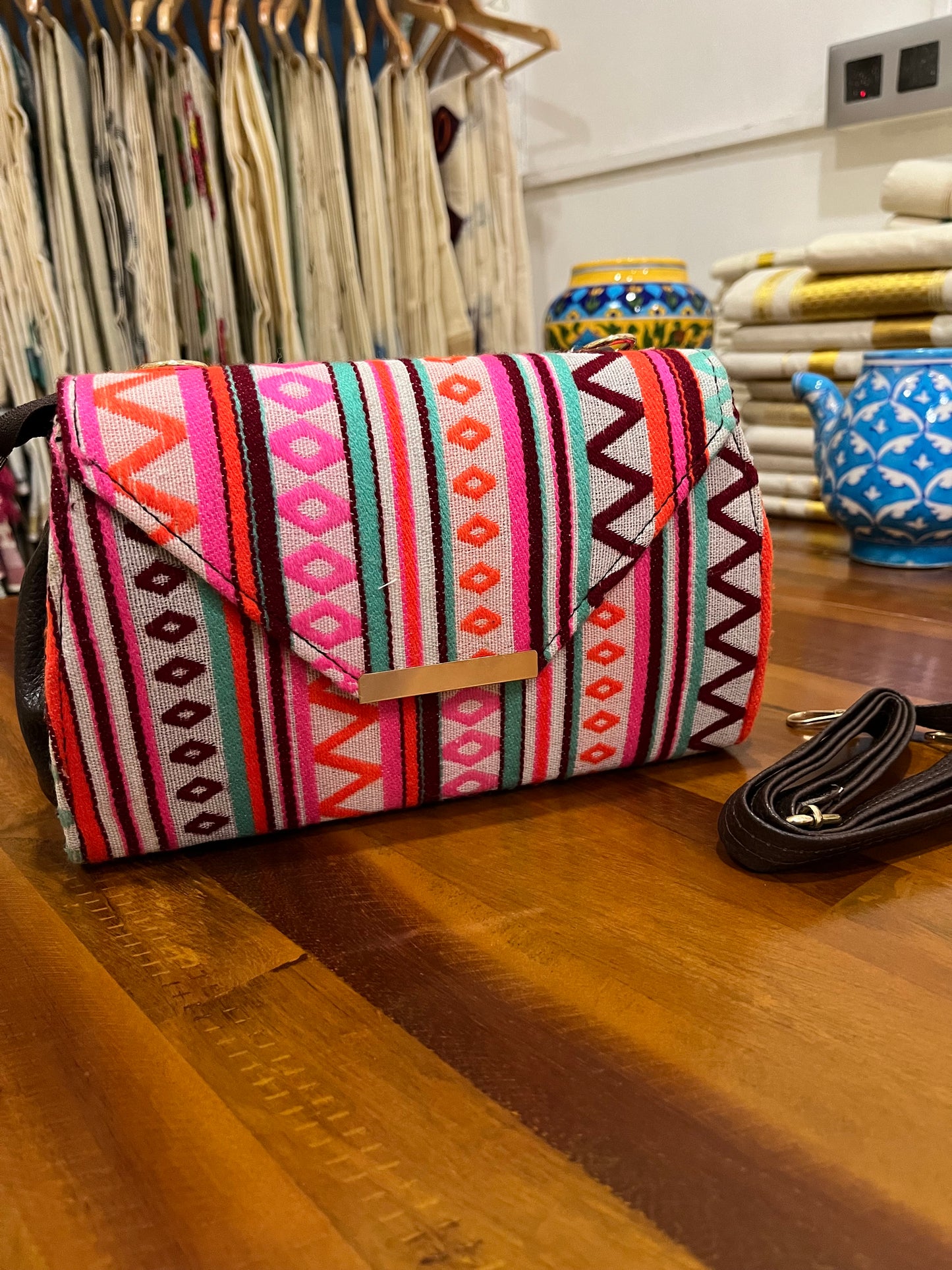 Southloom™ Handmade Multi Colour Design Sling Bag with Leatherette