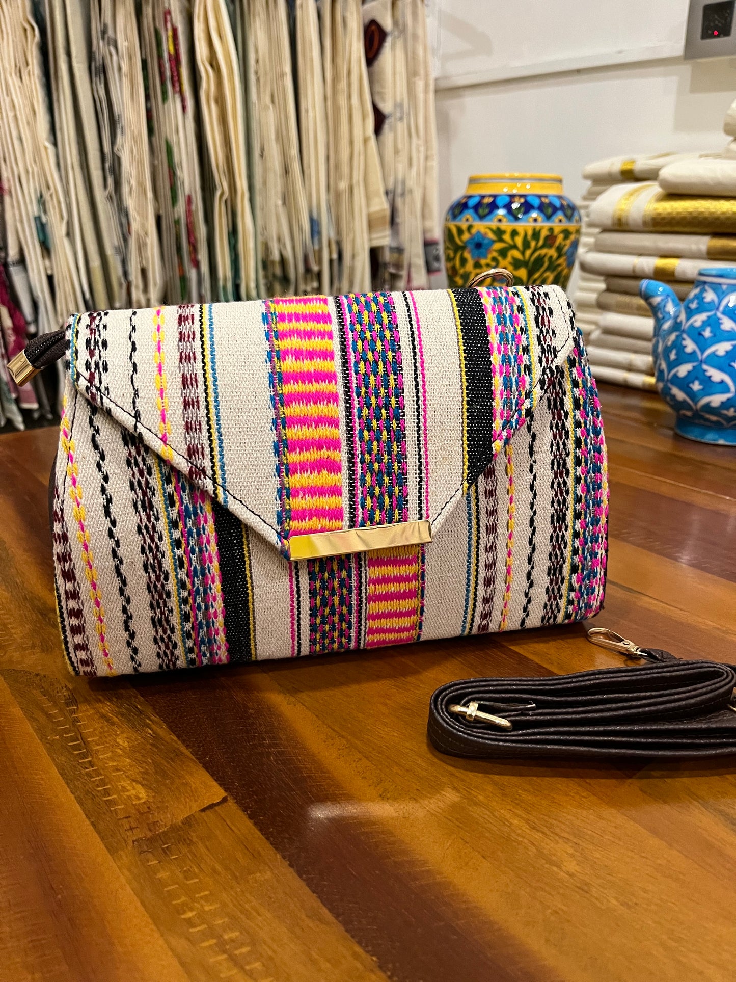 Southloom™ Handmade Multi Colour Design Sling Bag with Leatherette