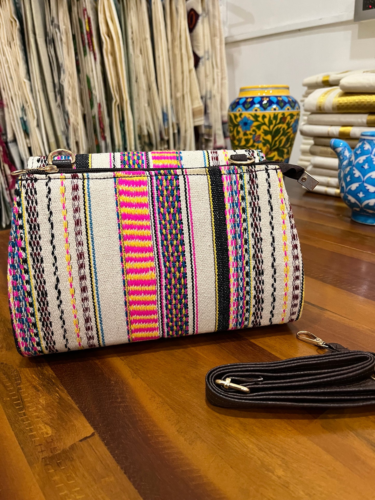 Southloom™ Handmade Multi Colour Design Sling Bag with Leatherette