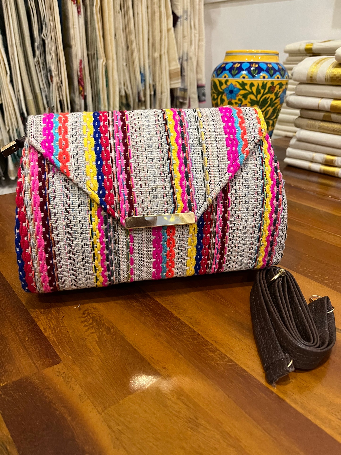 Southloom™ Handmade Multi Colour Design Sling Bag with Leatherette