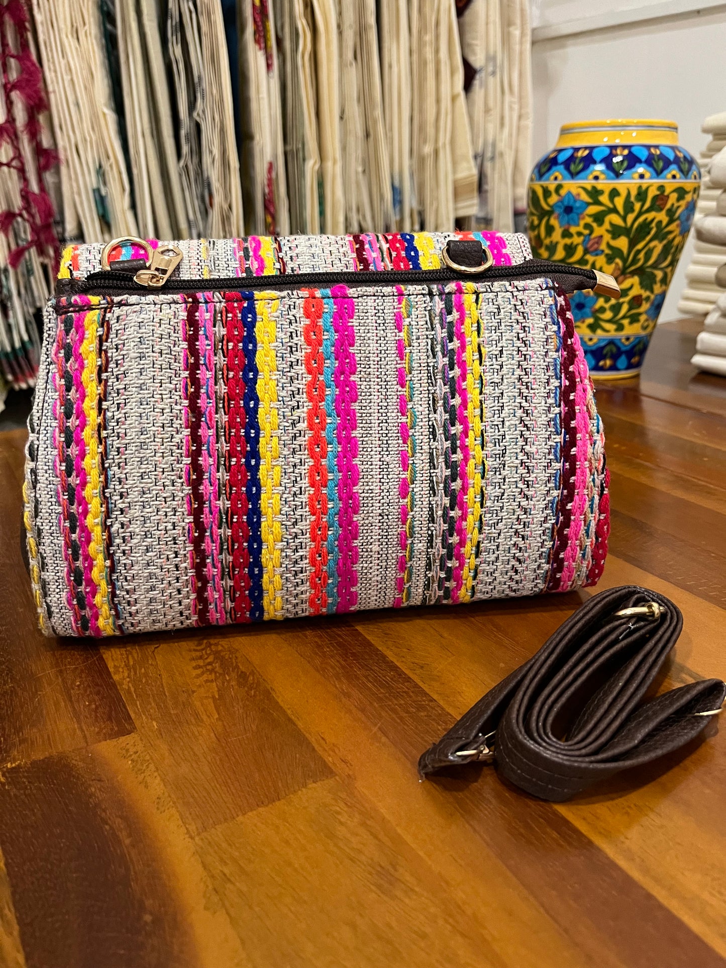 Southloom™ Handmade Multi Colour Design Sling Bag with Leatherette