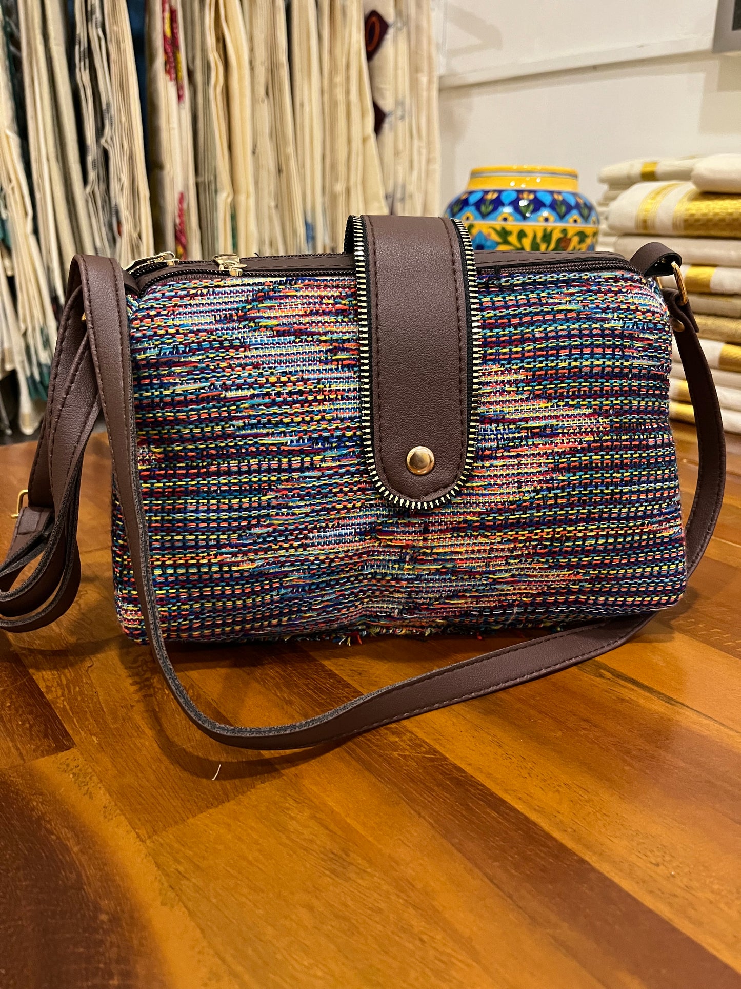 Southloom™ Handmade Multi Colour Design Sling Bag with Leatherette