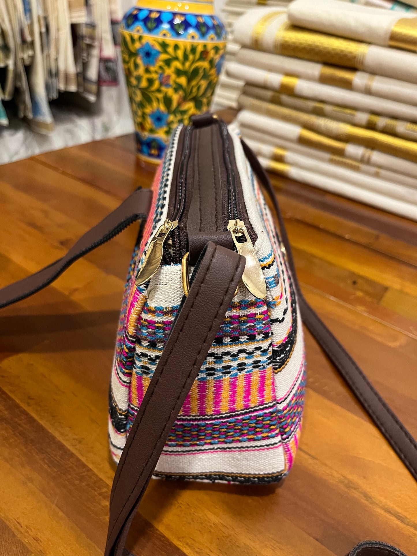 Southloom™ Handmade Multi Colour Design Sling Bag with Leatherette