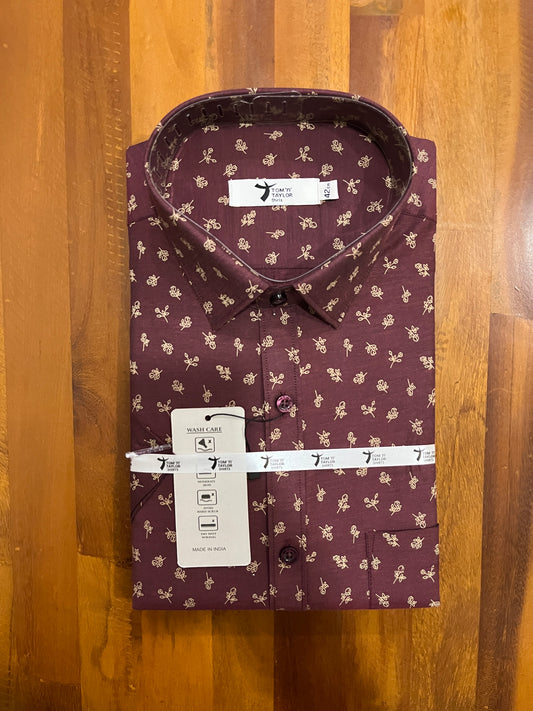 Pure Cotton Purple Printed Shirt (42 HS)