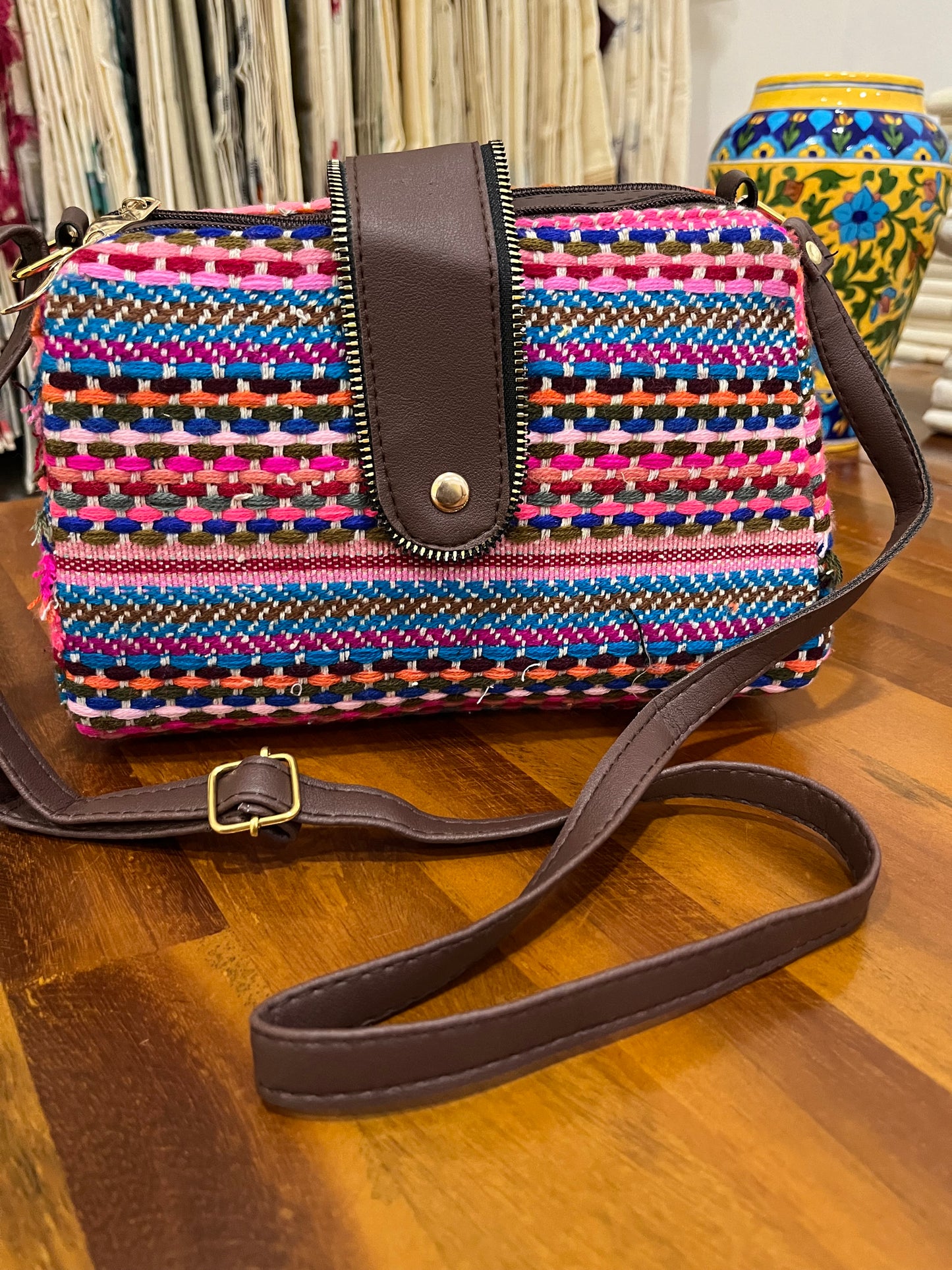 Southloom™ Handmade Multi Colour Design Sling Bag with Leatherette