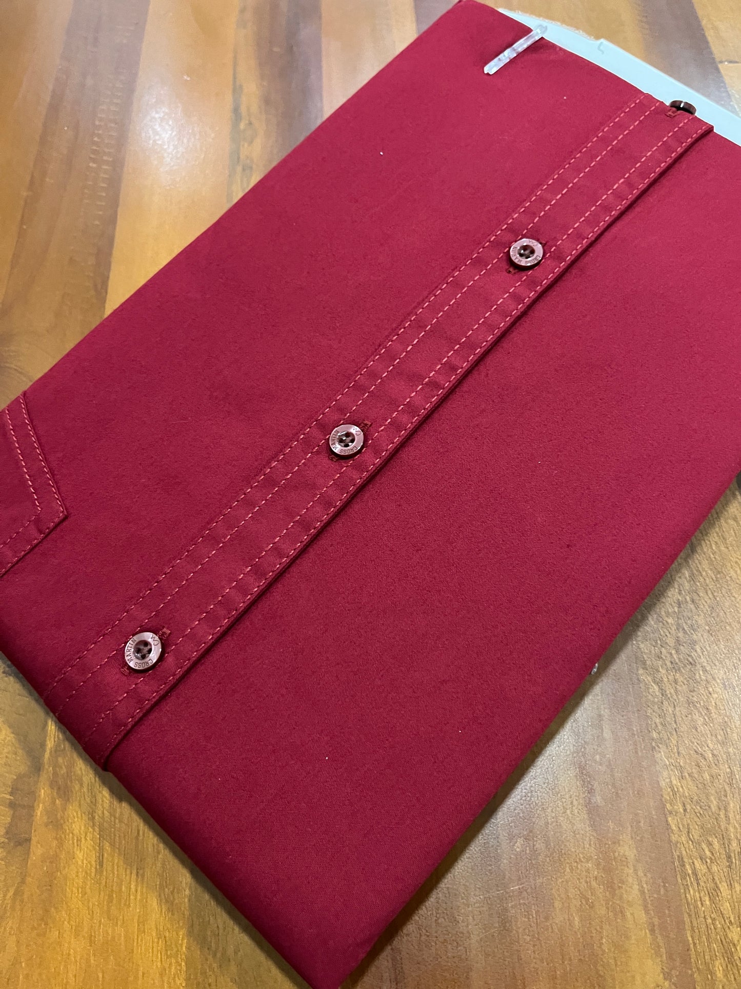 Pure Cotton Maroon Solid Shirt (42 HS)