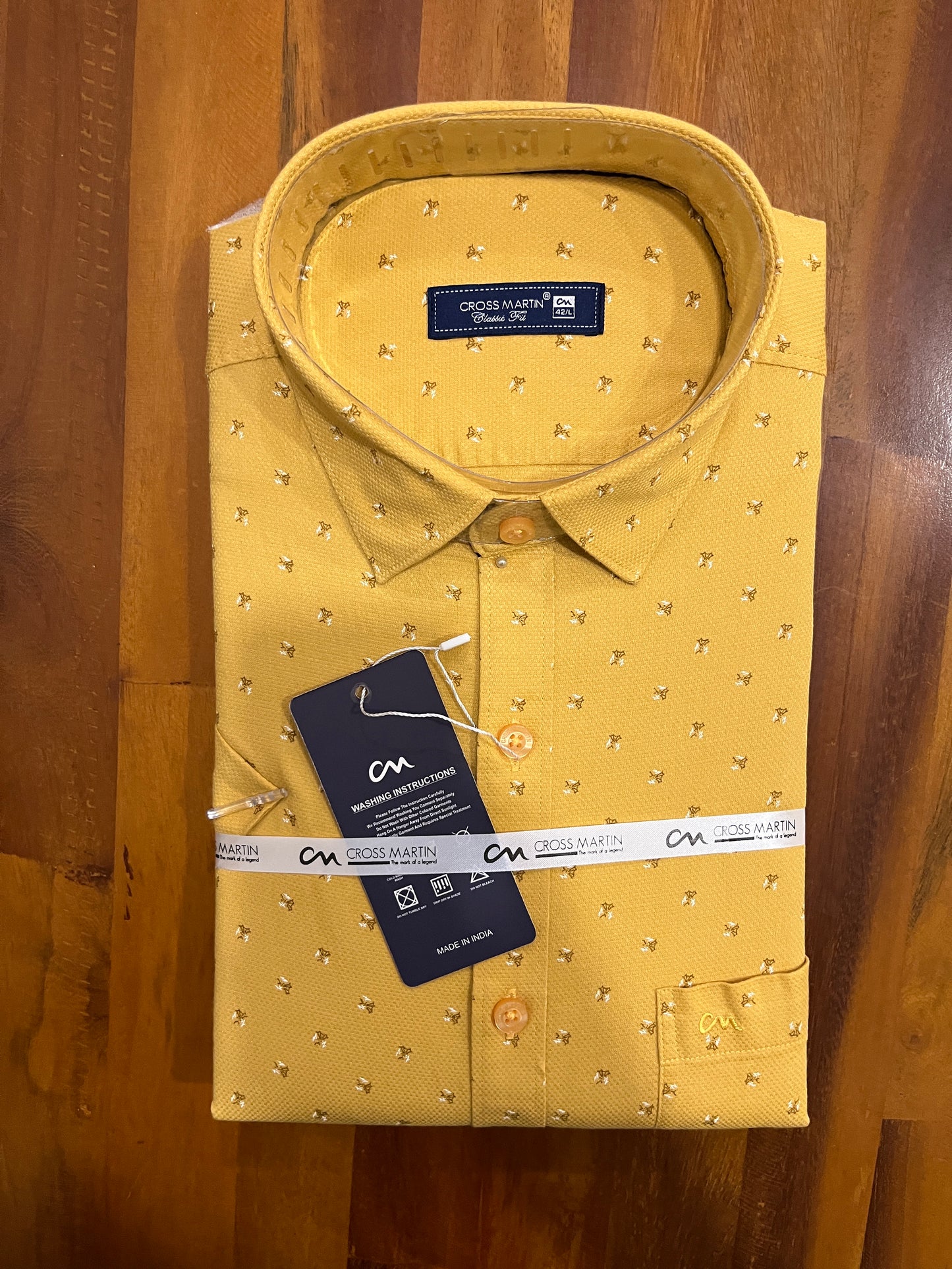 Pure Cotton Yellow Printed Shirt (42 HS)