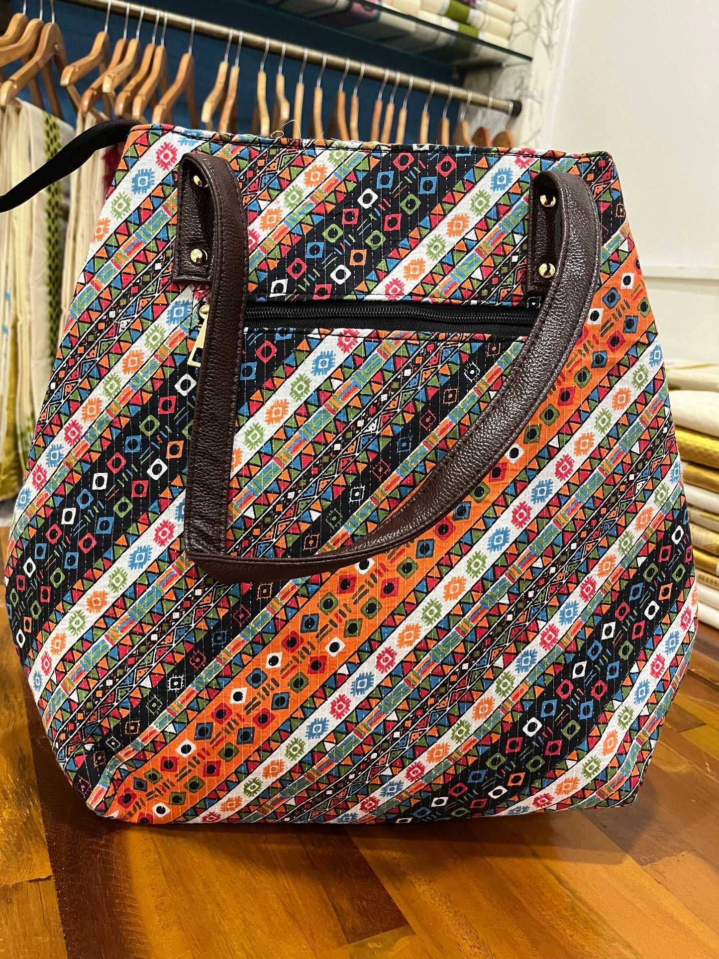 Southloom™ Handmade Multi Colour Printed Design Sling Bag with Leatherette - Include 1 Small Pouch