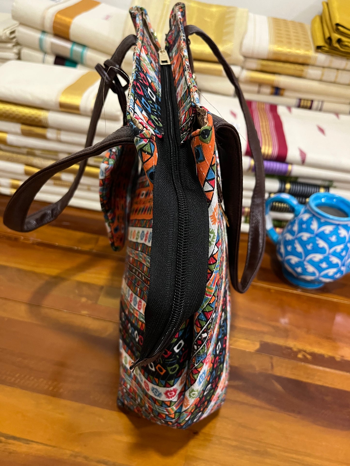 Southloom™ Handmade Multi Colour Printed Design Sling Bag with Leatherette - Include 1 Small Pouch