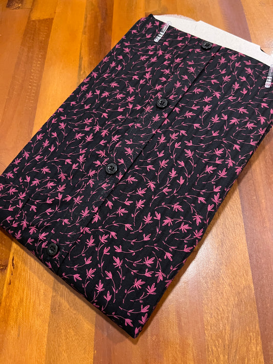 Pure Cotton Black With Red Floral Printed Shirt (42 FS)