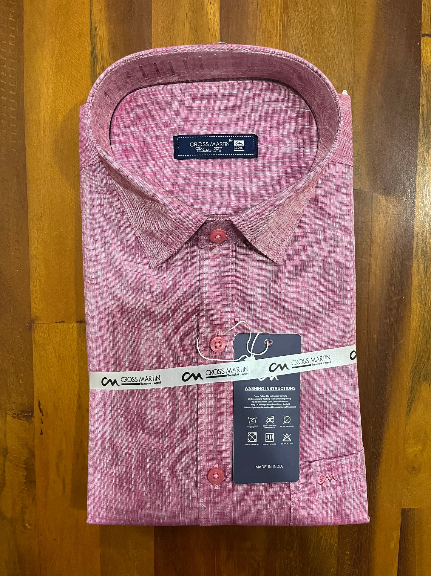 Pure Cotton Magenta Shaded Shirt (42 FS)