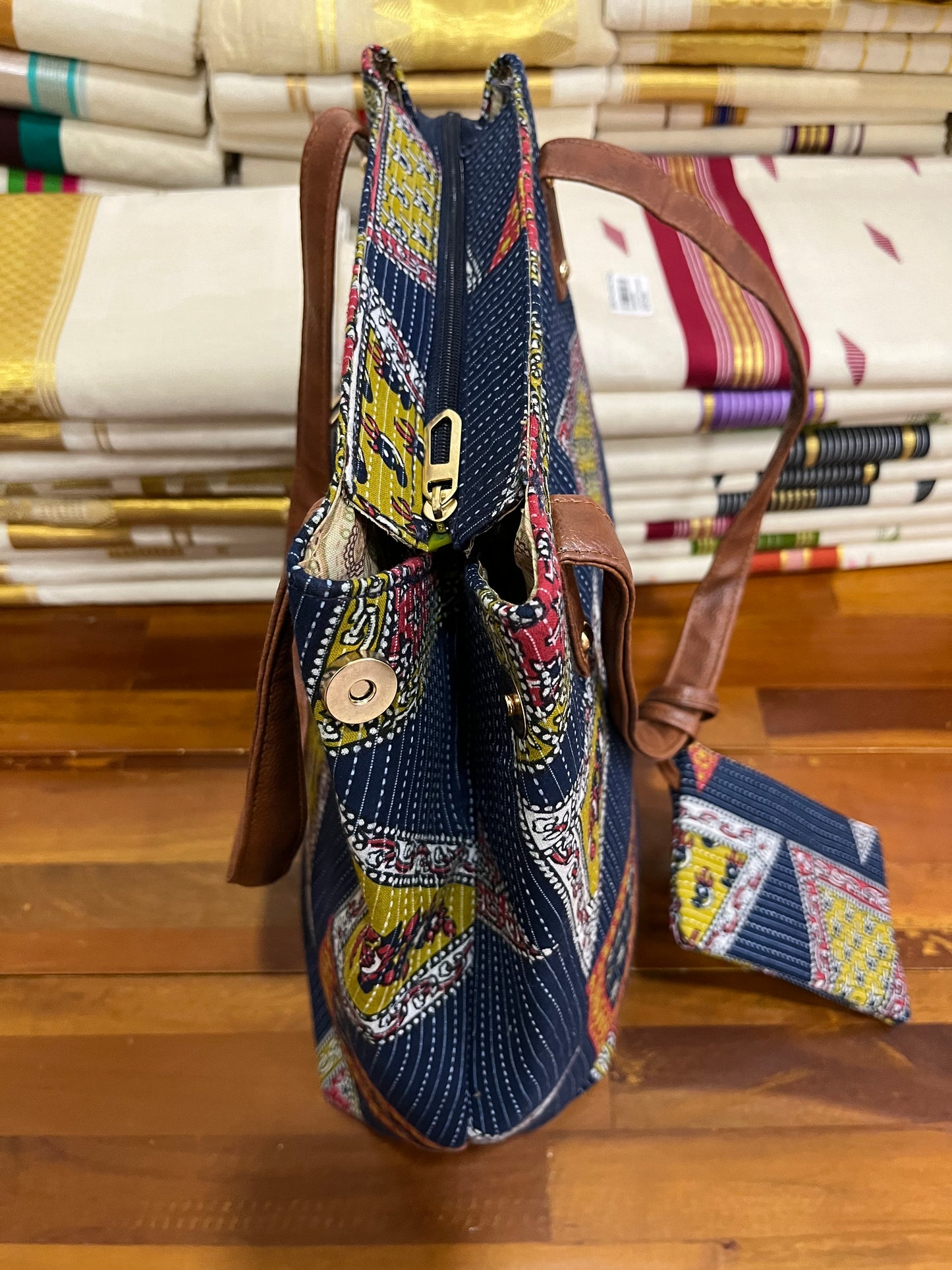 Southloom™ Handmade Multi Colour Printed Design Sling Bag with Leatherette - Include 1 Small Pouch